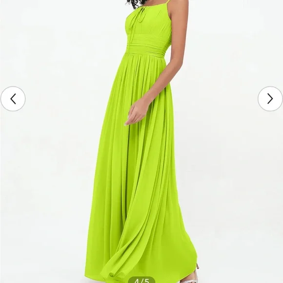 Boho Lime Green Maxi Bridesmaid Prom Dress - Picture 3 of 10
